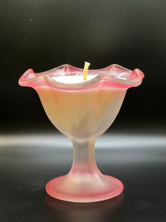 Soy candle in vintage glassware